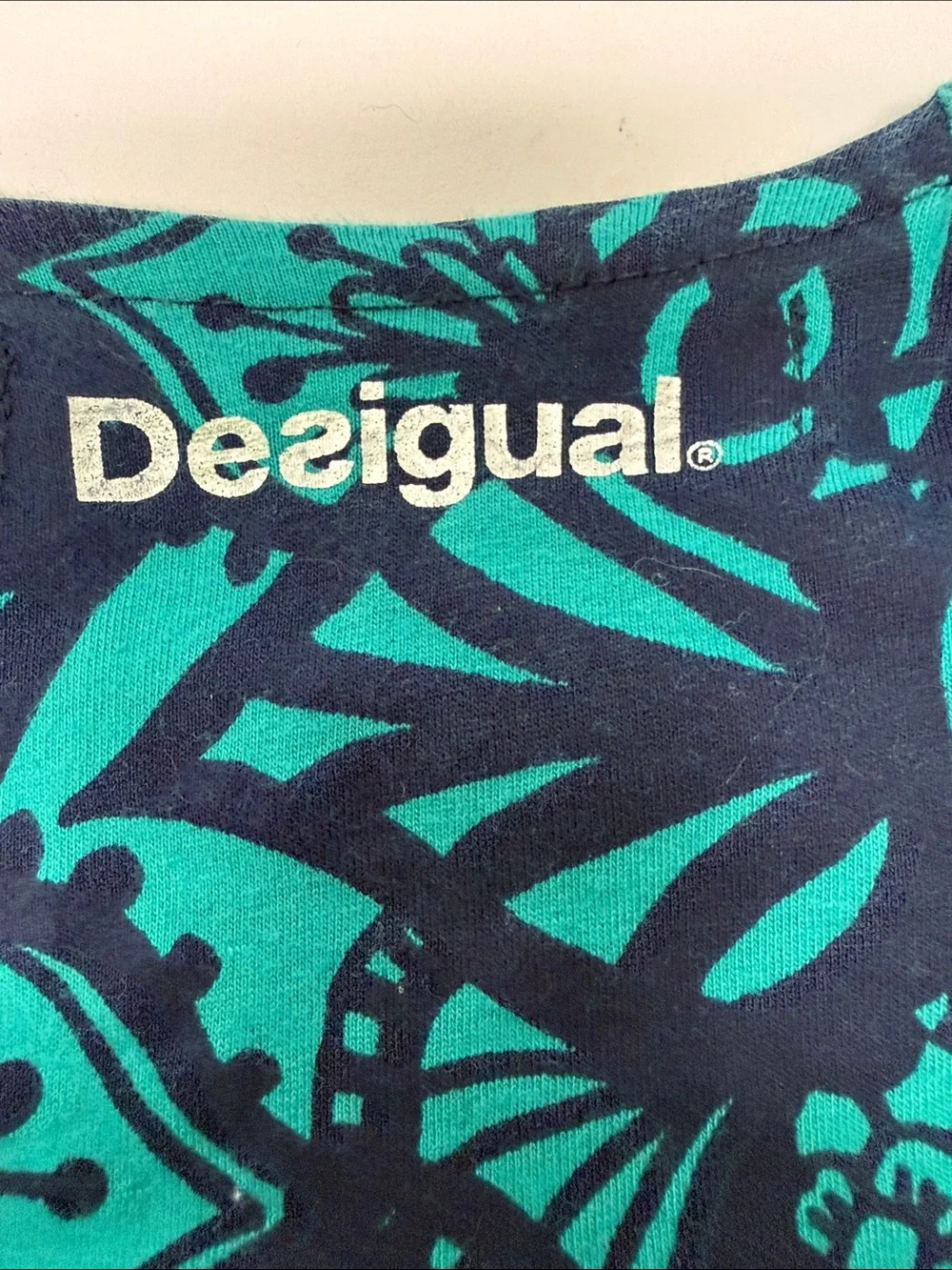 Desigual Girls Teal, Pink & Navy Floral Graphic Abstract Print Dress Size 7/8